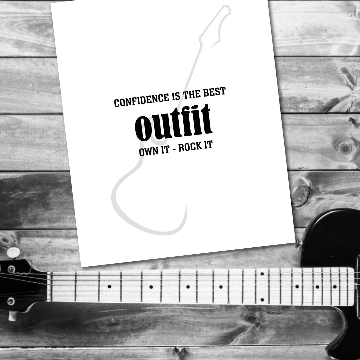 Wise & Witty Art - Confidence is the Best Outfit Own It Rock It Wise and Wiseass Quotes Song Lyrics Art 8x10 Print
