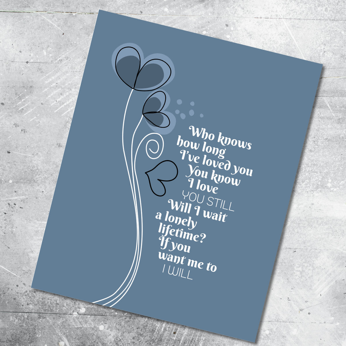 I Will by the Beatles - Song Lyrics Art Wedding Music Print