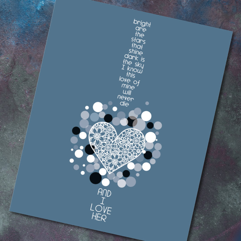 And I Love Her by the Beatles - Song Lyrics Wedding Art