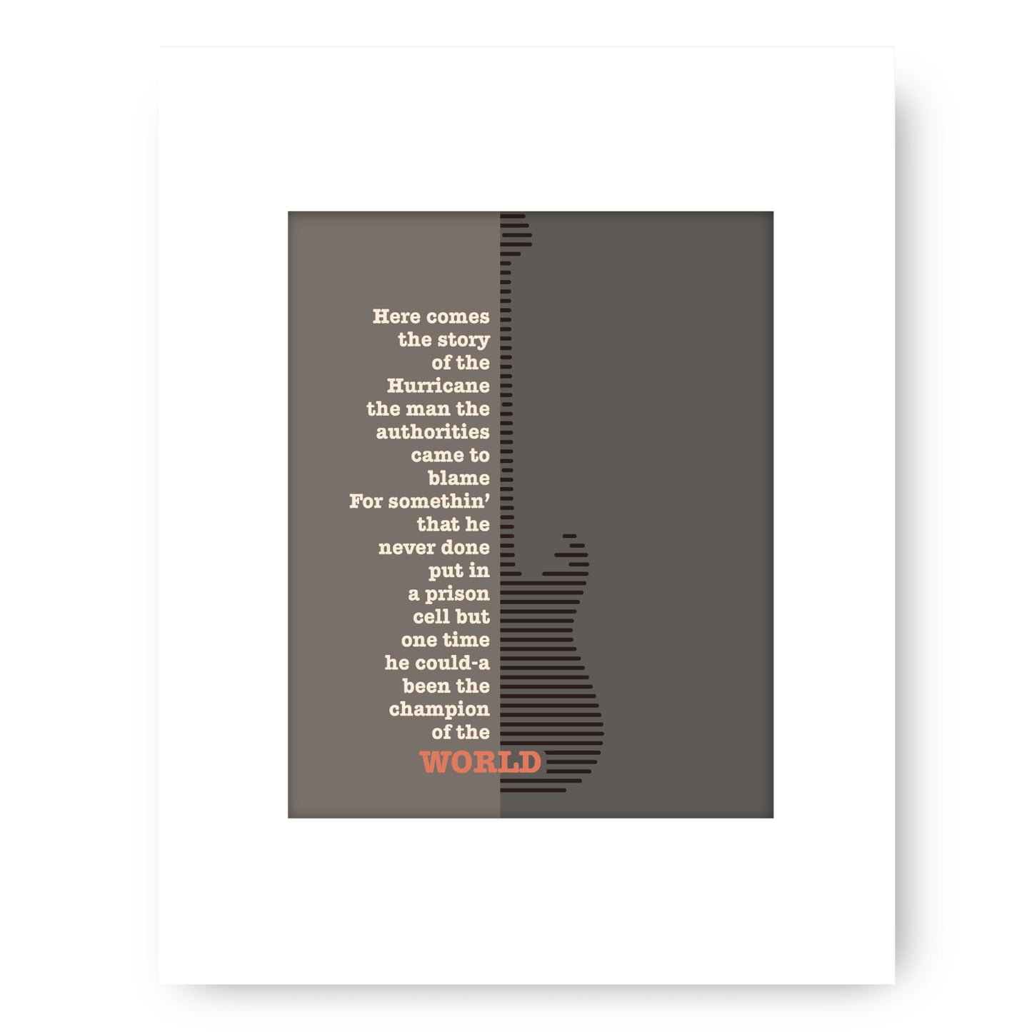Hurricane by Bob Dylan - Song Lyric Art Print Rock Music