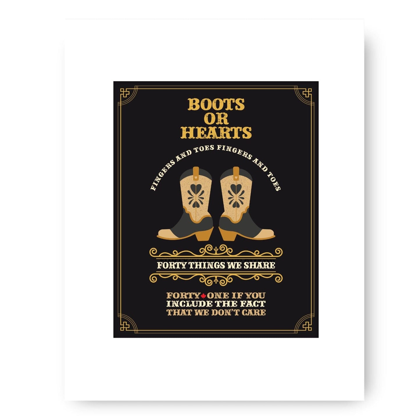 Boots or Hearts by the Tragically Hip - Music Wall Art Print Song Lyrics Art Song Lyrics Art 8x10 White Matted Print