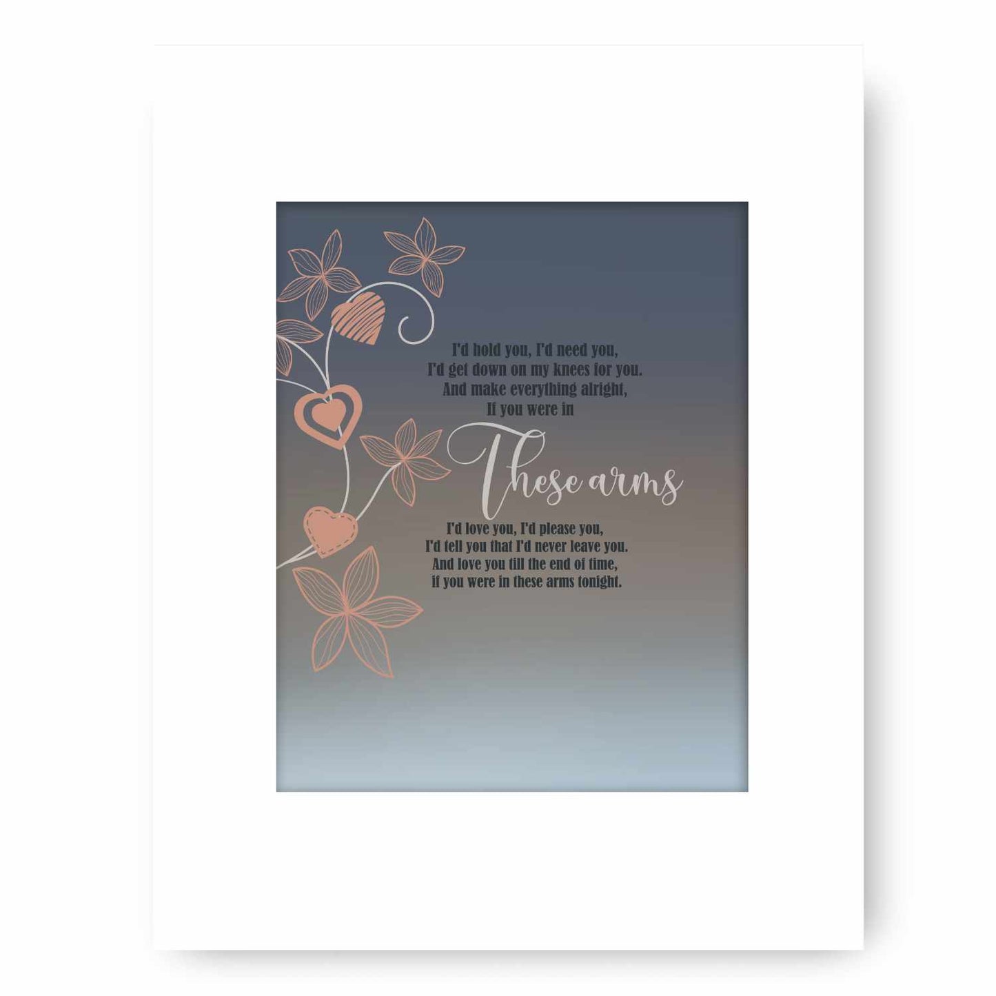 In These Arms Bon Jovi - Lyrically Inspired Song Music Wall Art Print Decor