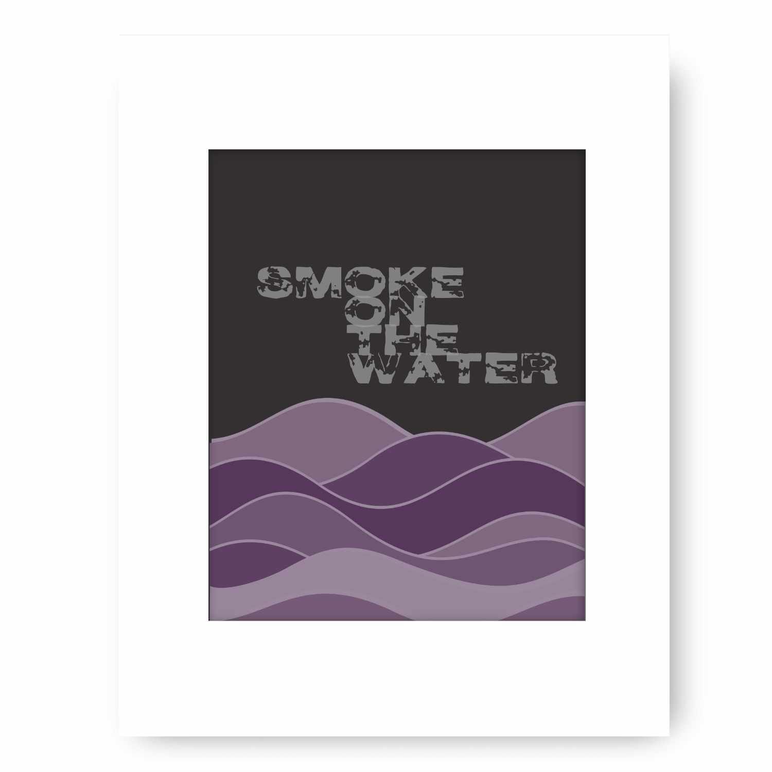 Smoke on the Water by Deep Purple - 70s Rock Song Print Song Lyrics Art Song Lyrics Art 8x10 White Matted Print 