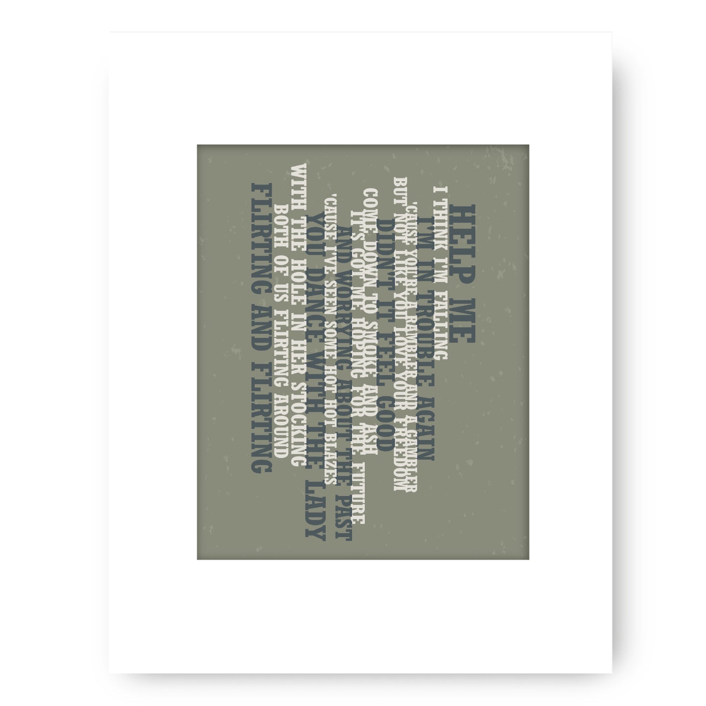 Help Me by Joni Mitchell - 70s Song Poster Lyrical Art Print