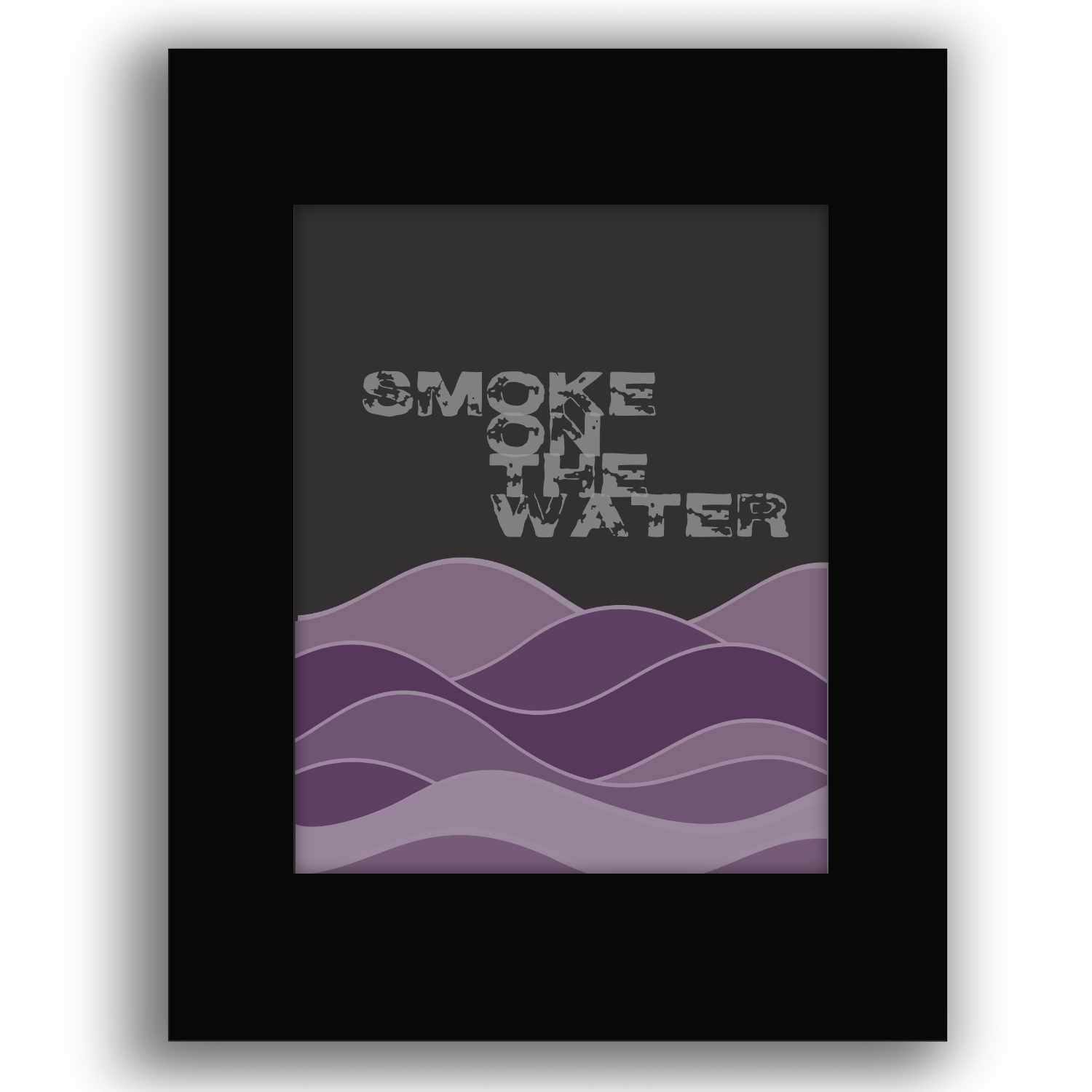 Smoke on the Water by Deep Purple - 70s Rock Song Print Song Lyrics Art Song Lyrics Art 8x10 Black Matted Print 