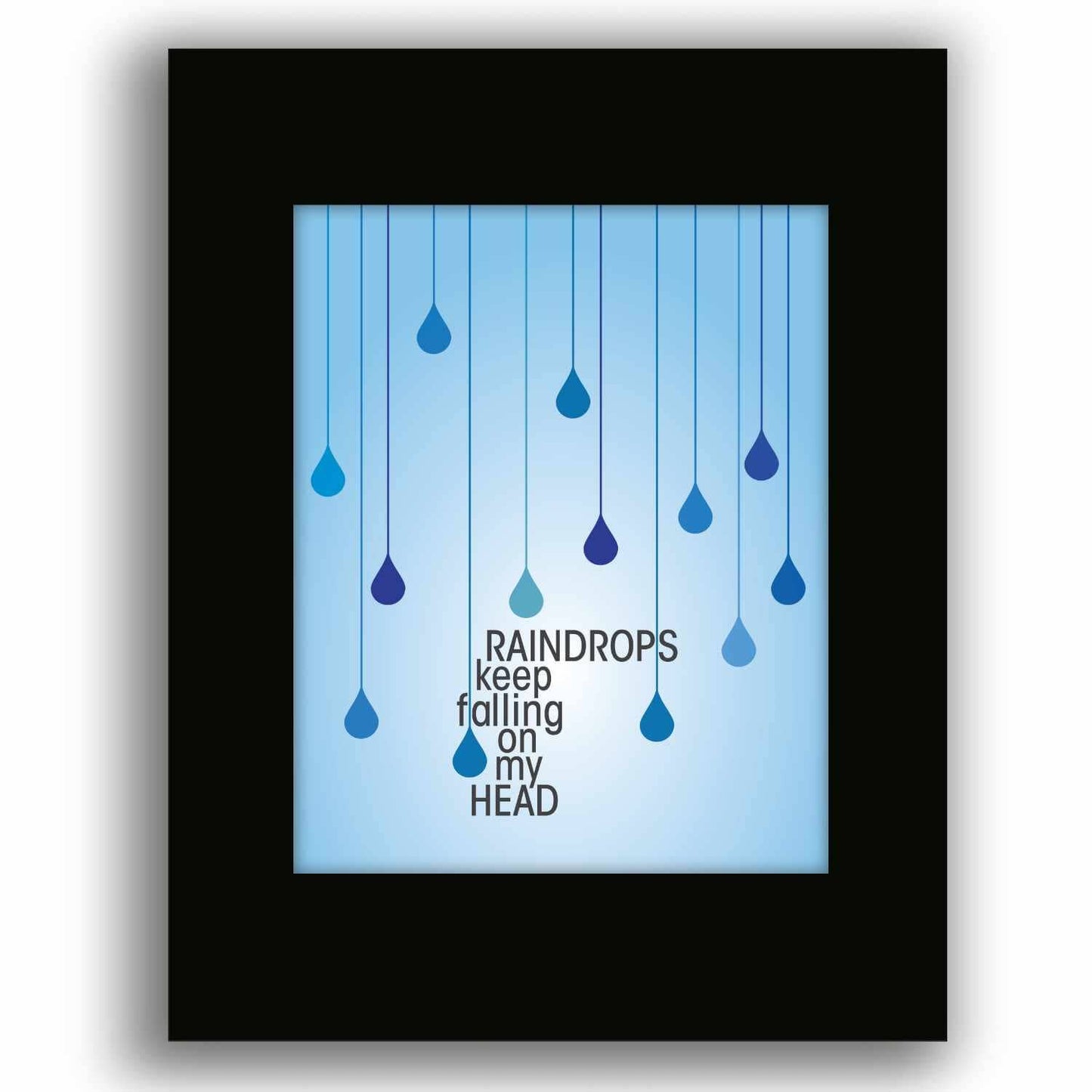 Raindrops Keep Falling on My Head by BJ Thomas - 70s Music Song Lyrics Art Song Lyrics Art 8x10 Black Matted Print