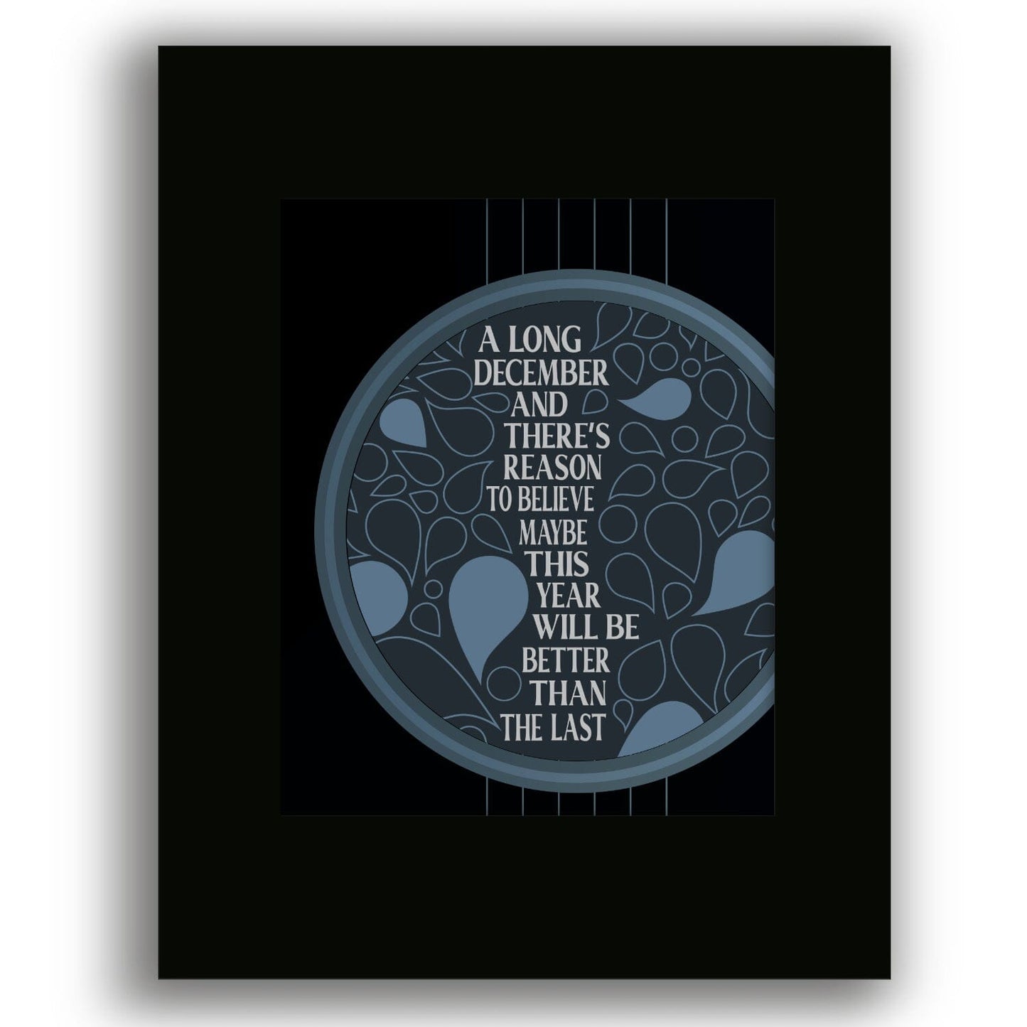 A Long December by the Counting Crows - Song Lyric Print Song Lyrics Art Song Lyrics Art 8x10 Black Matted Unframed Print