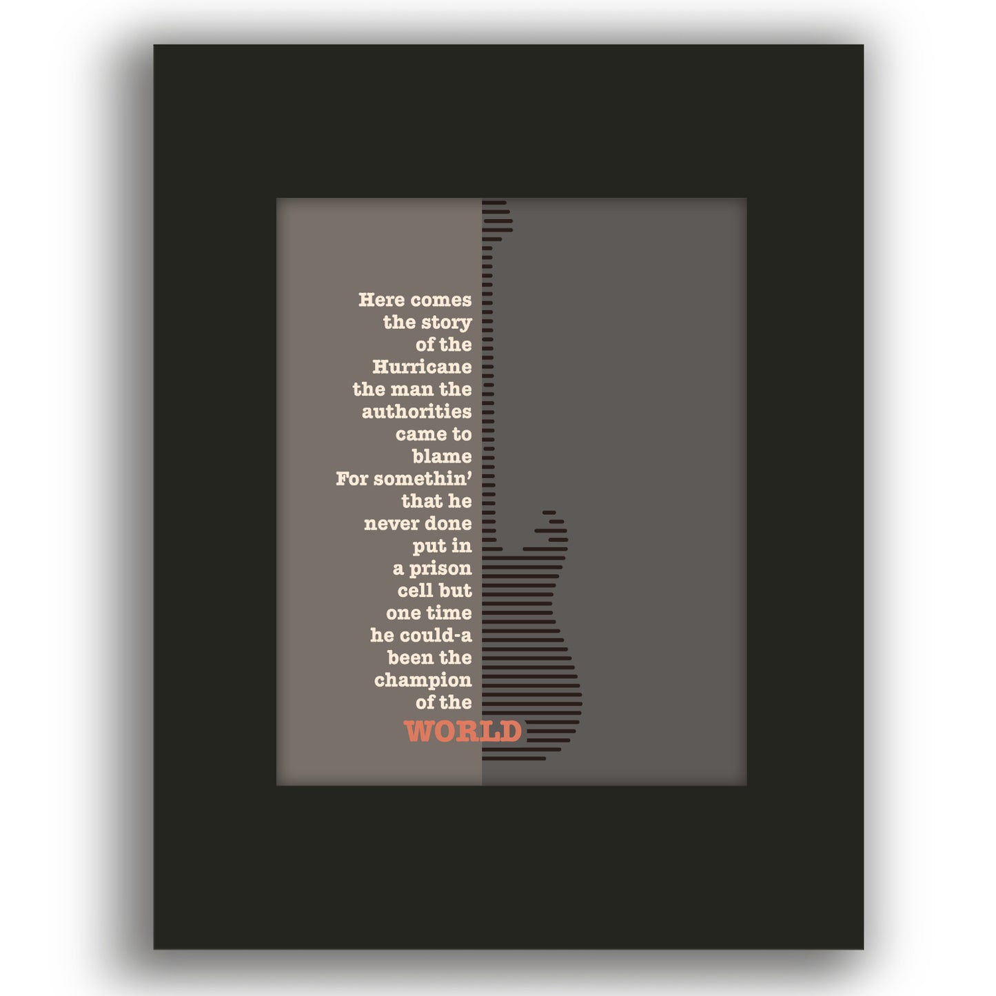 Hurricane by Bob Dylan - Song Lyric Art Print Rock Music