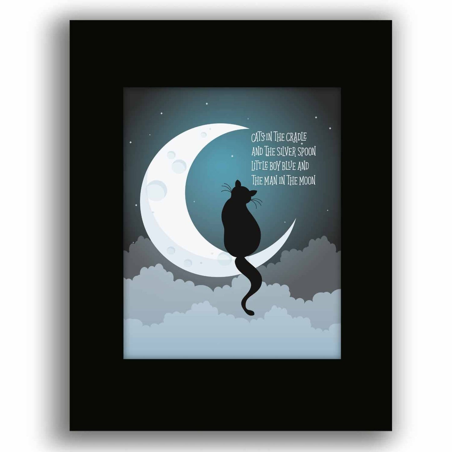 Cats in the Cradle by Harry Chapin - Children's 70s Lyric Art Song Lyrics Art Song Lyrics Art 8x10 Black Matted Unframed Print