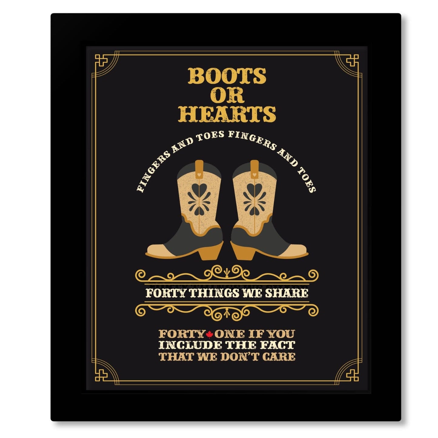 Boots or Hearts by the Tragically Hip - Music Wall Art Print Song Lyrics Art Song Lyrics Art 8x10 Black Matted Print