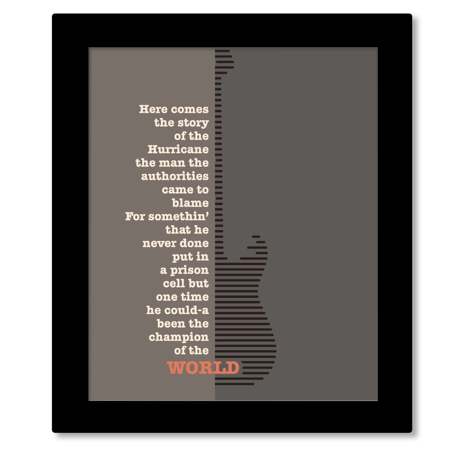 Hurricane by Bob Dylan - Song Lyric Art Print Rock Music