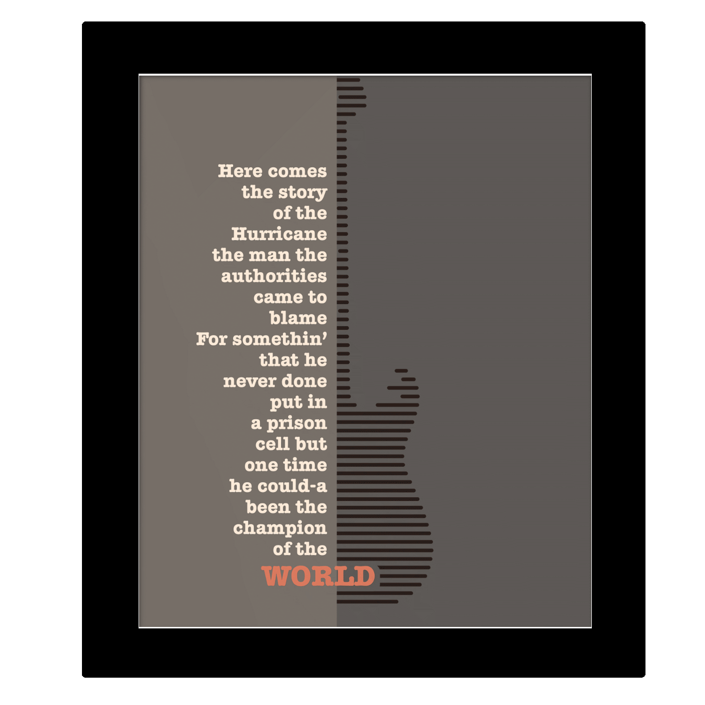 Hurricane by Bob Dylan - Song Lyric Art Print Rock Music