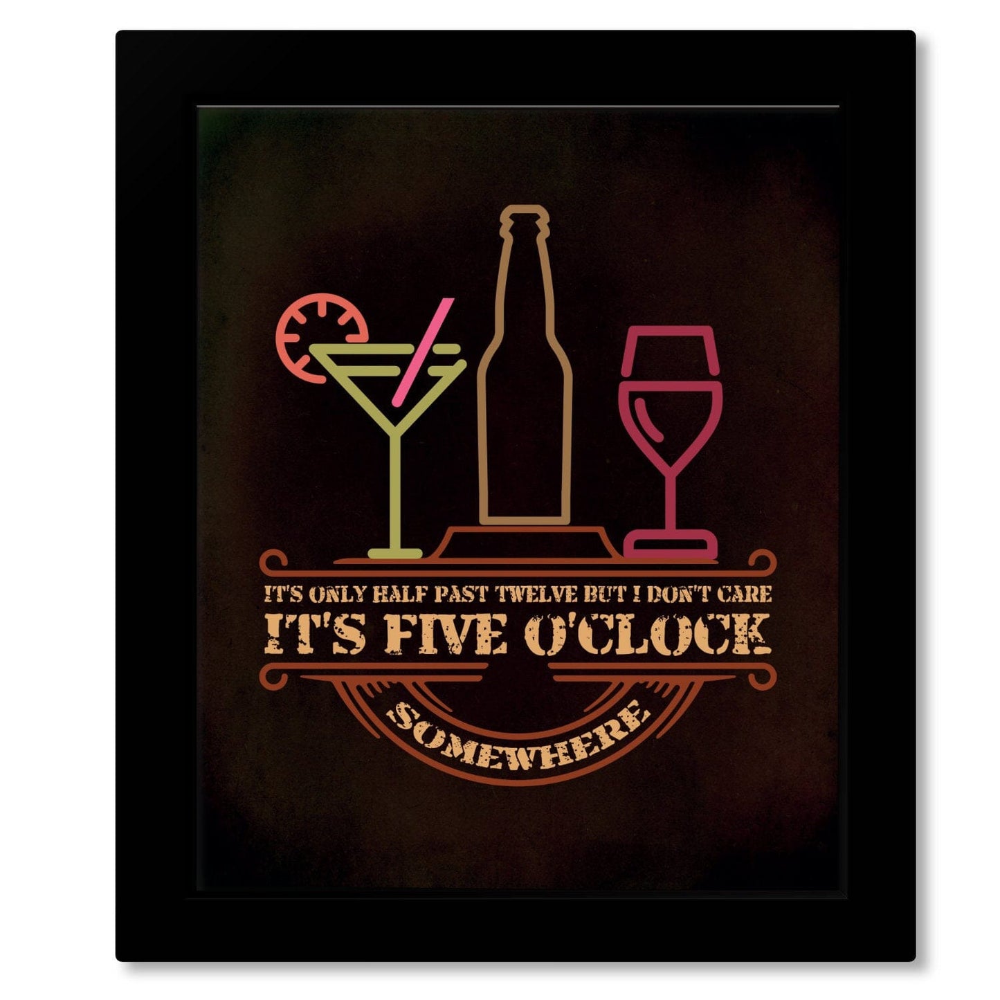 It's 5 O'Clock Somewhere - Jimmy Buffett Lyric Inspired Wall Art Song Lyrics Art Song Lyrics Art 8x10 White Matted Unframed Print