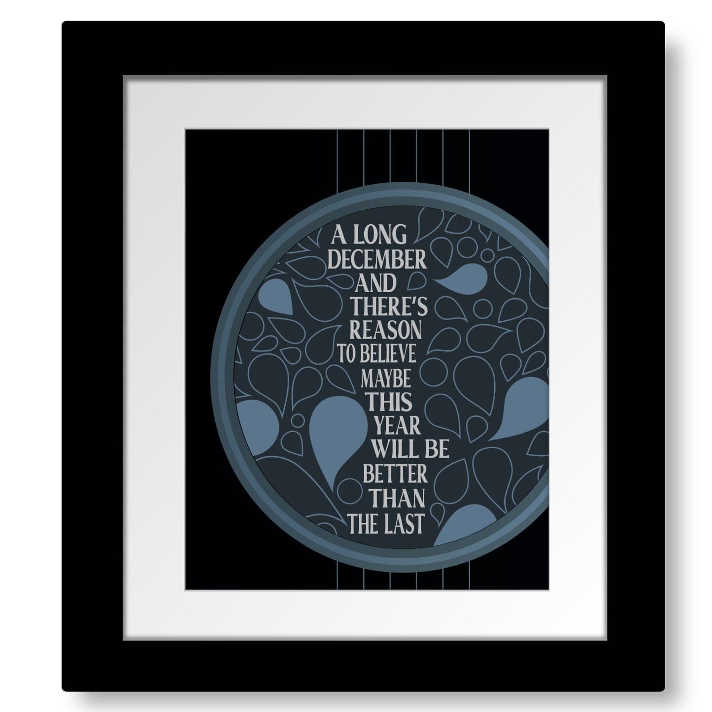A Long December by the Counting Crows - Song Lyric Print Song Lyrics Art Song Lyrics Art 8x10 Framed and Matted Print
