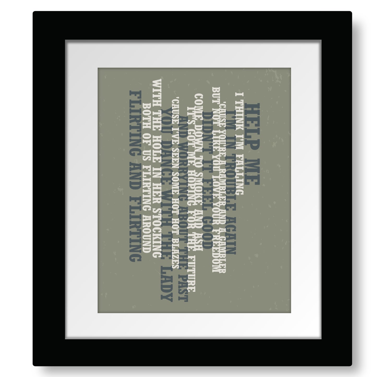 Help Me by Joni Mitchell - 70s Song Poster Lyrical Art Print