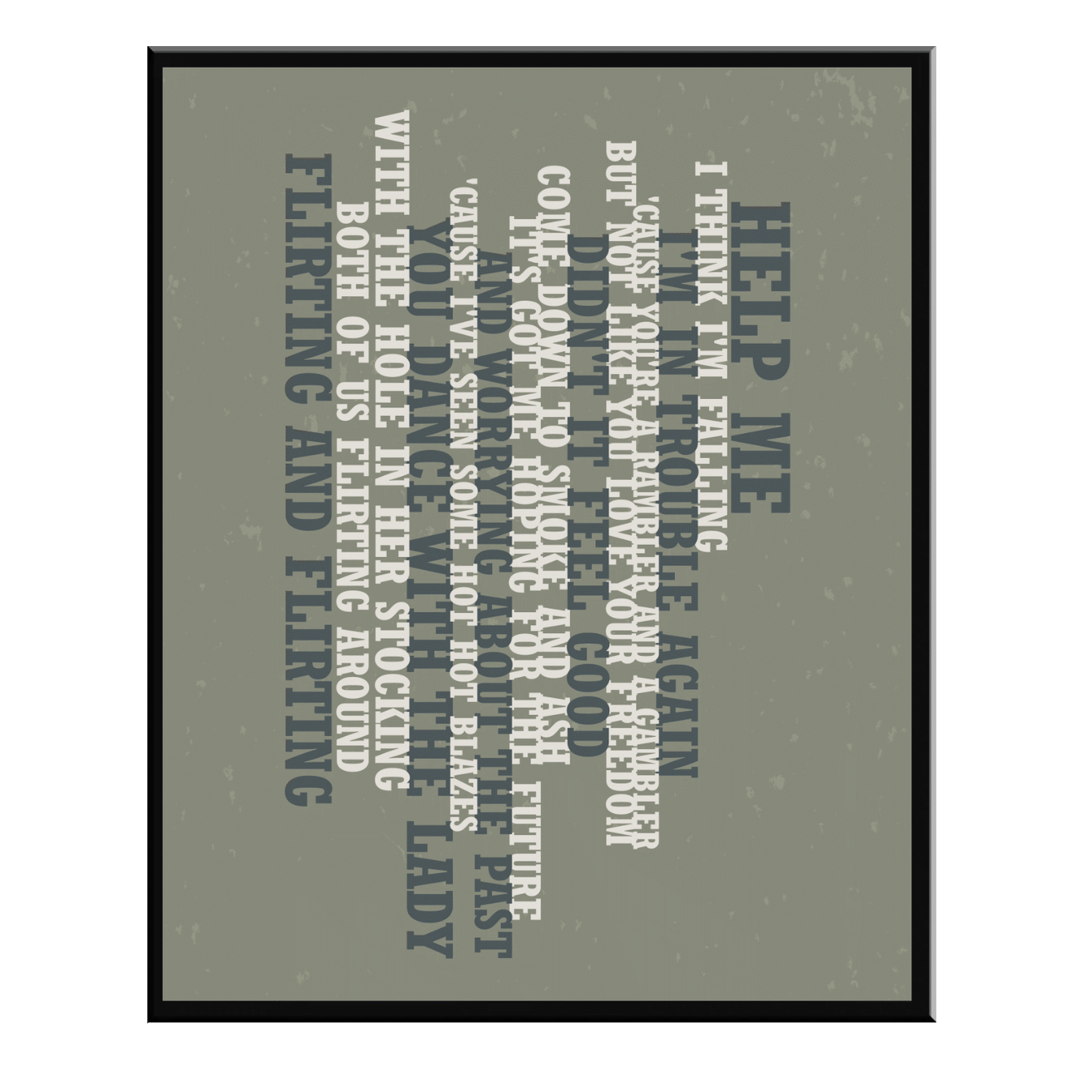 Help Me by Joni Mitchell - 70s Song Poster Lyrical Art Print