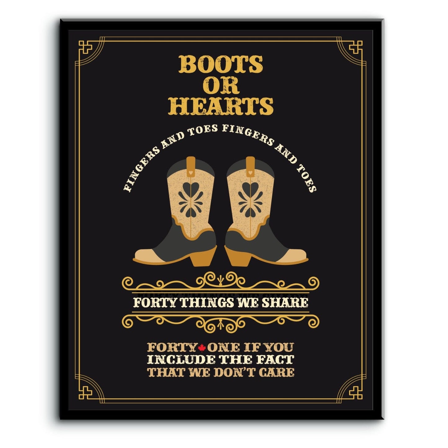 Boots or Hearts by the Tragically Hip - Music Wall Art Print Song Lyrics Art Song Lyrics Art 8x10 Plaque Mount