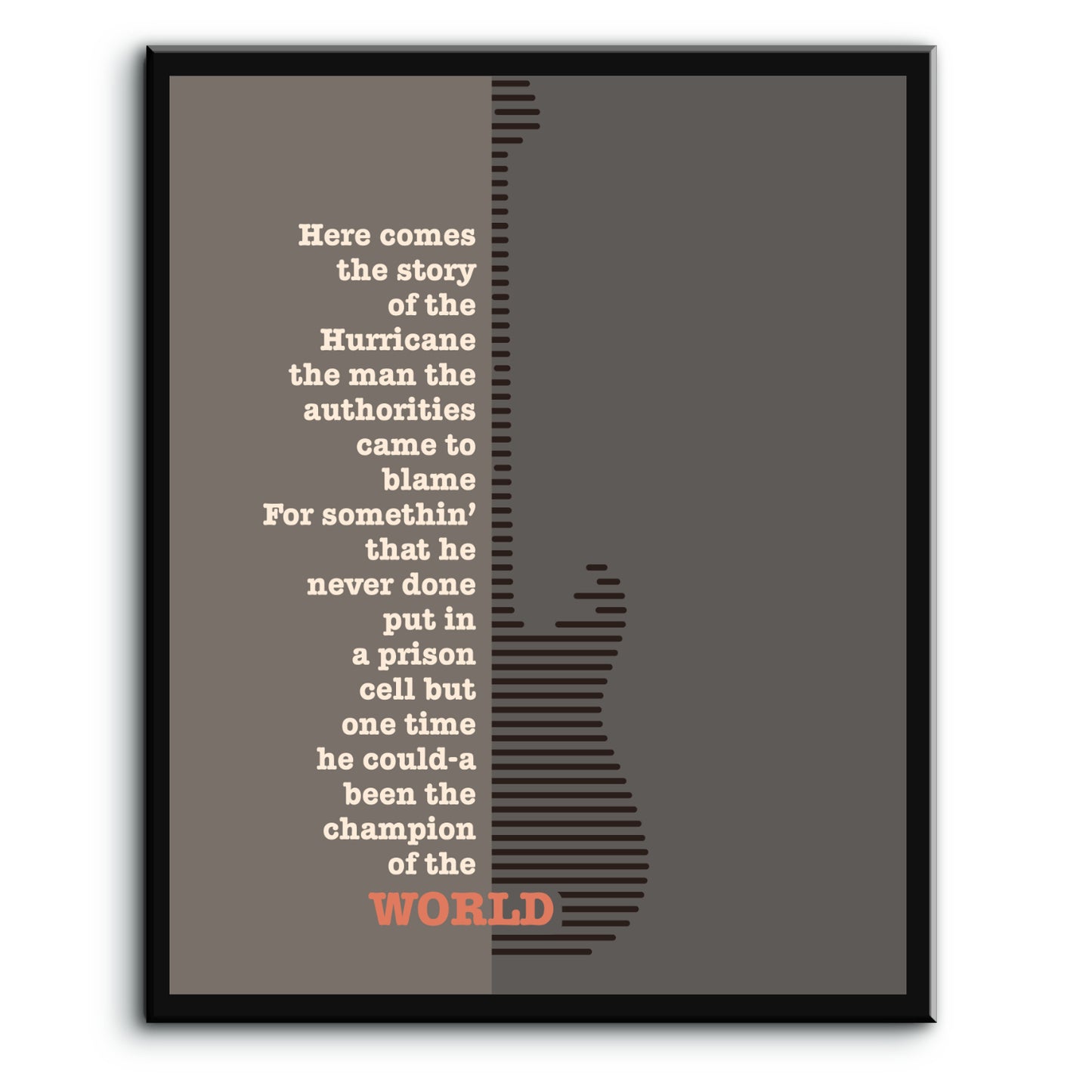 Hurricane by Bob Dylan - Song Lyric Art Print Rock Music
