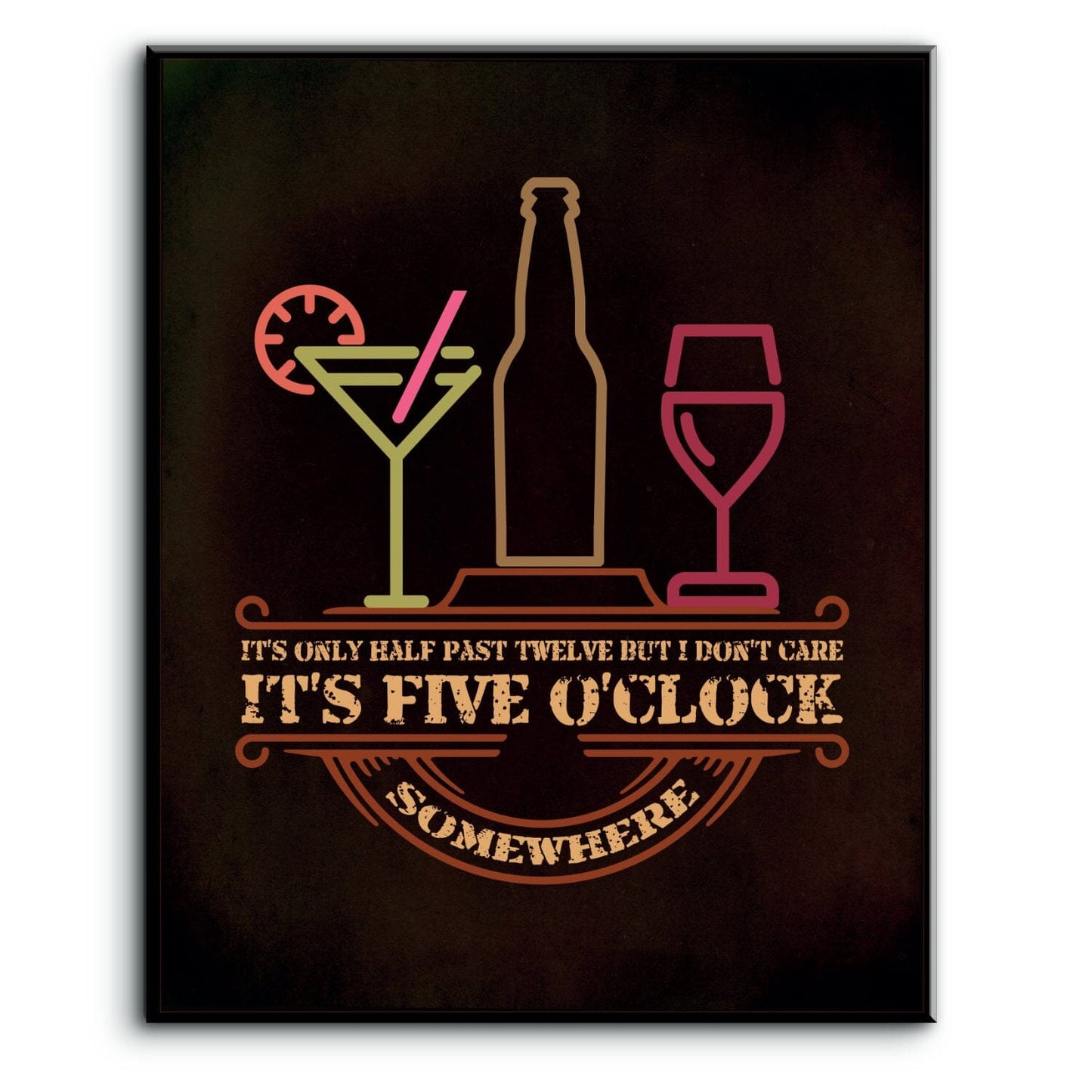 It's 5 O'Clock Somewhere - Jimmy Buffett Lyric Inspired Wall Art Song Lyrics Art Song Lyrics Art 8x10 Plaque Mount