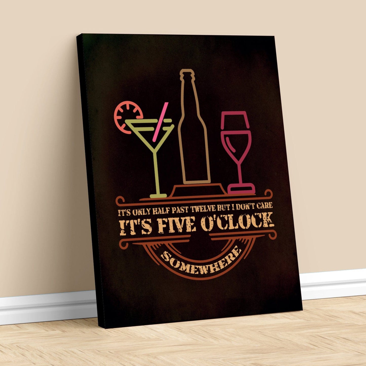 It's 5 O'Clock Somewhere - Jimmy Buffett Lyric Inspired Wall Art Song Lyrics Art Song Lyrics Art 11x14 Canvas Wrap