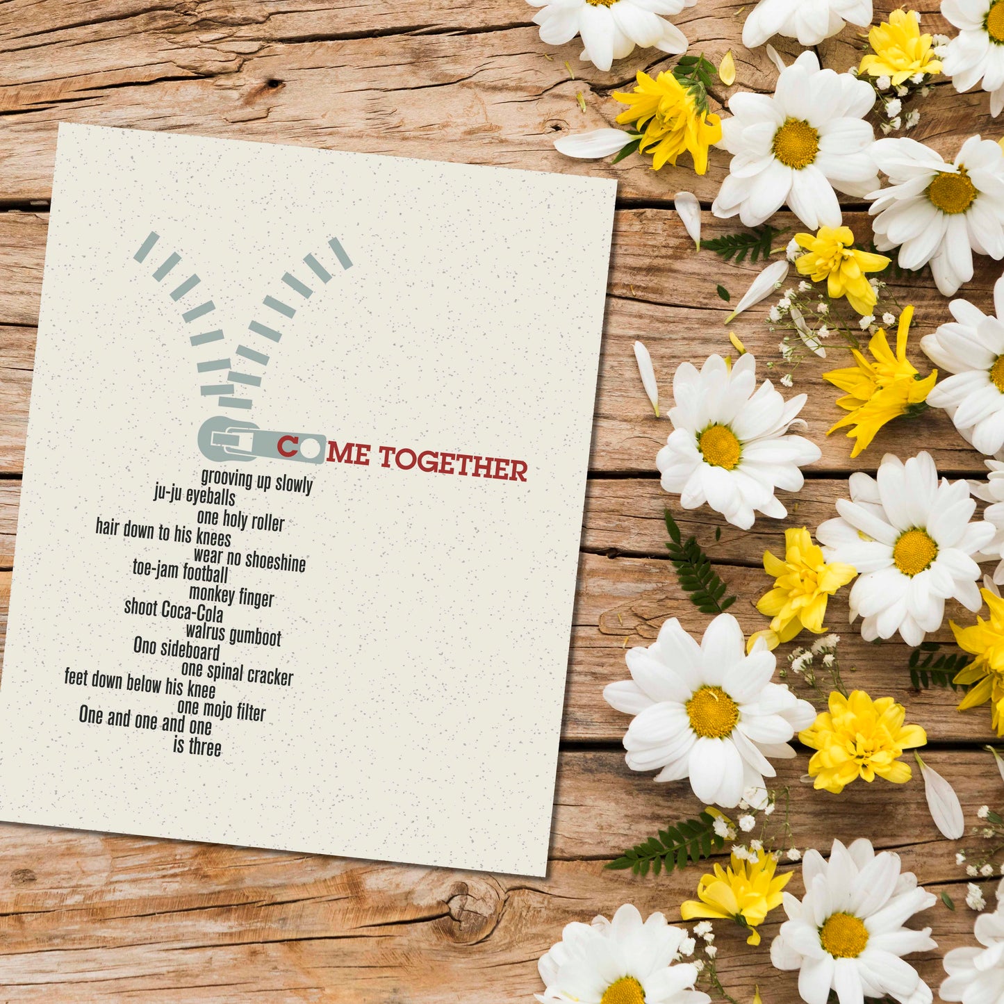 Come Together by the Beatles - Song Lyric Art Wall Print Song Lyrics Art Song Lyrics Art 8x10 Unframed Print