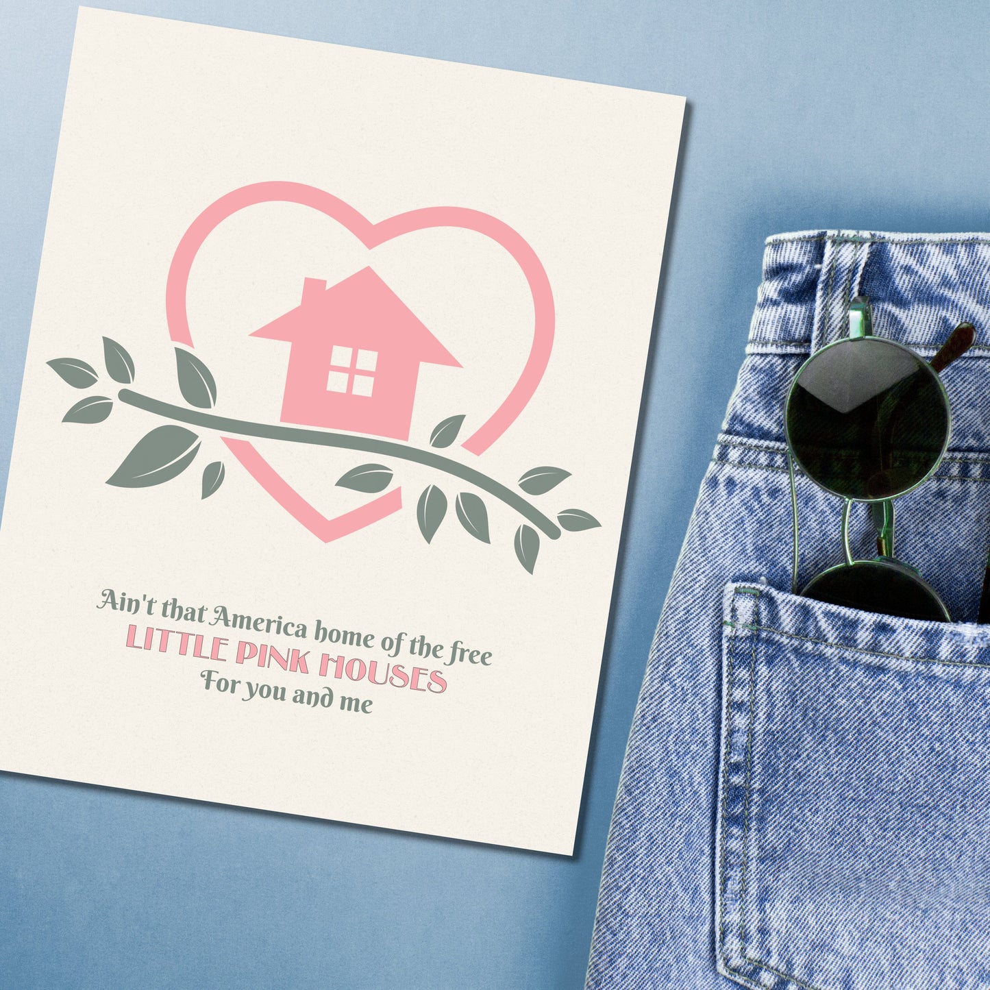 Little Pink Houses by John Mellencamp - Music Memorabilia Song Lyrics Art Song Lyrics Art 8x10 Unframed Print