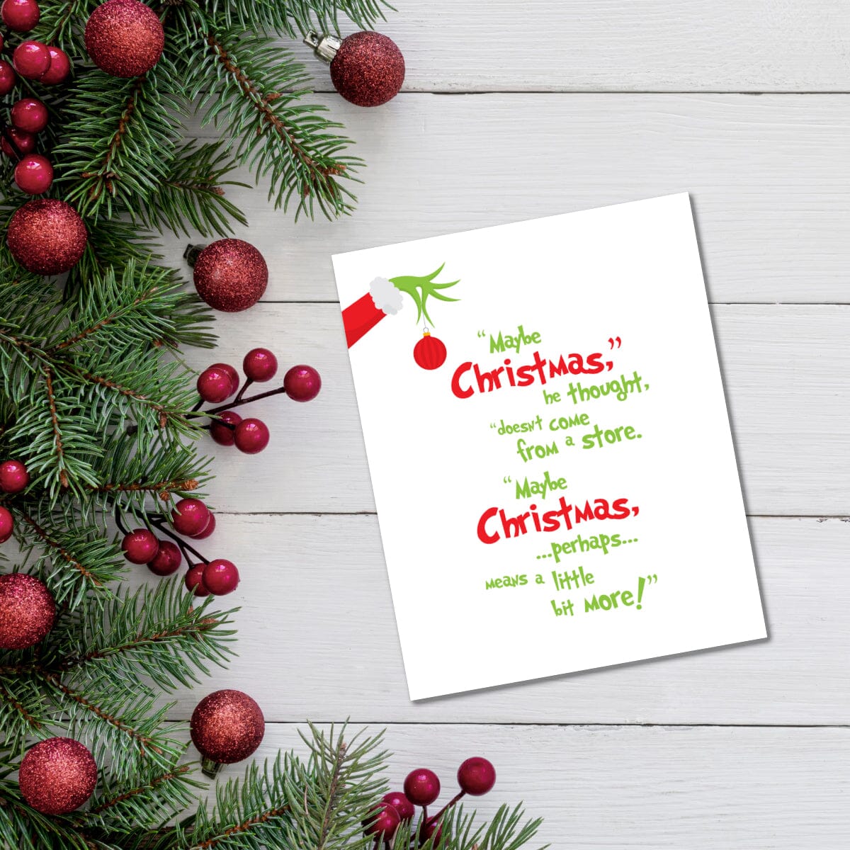 The Christmas Grinch - Dr. Suess Quote Print - White Version Song Lyrics Art Song Lyrics Art 8x10 Unframed Print