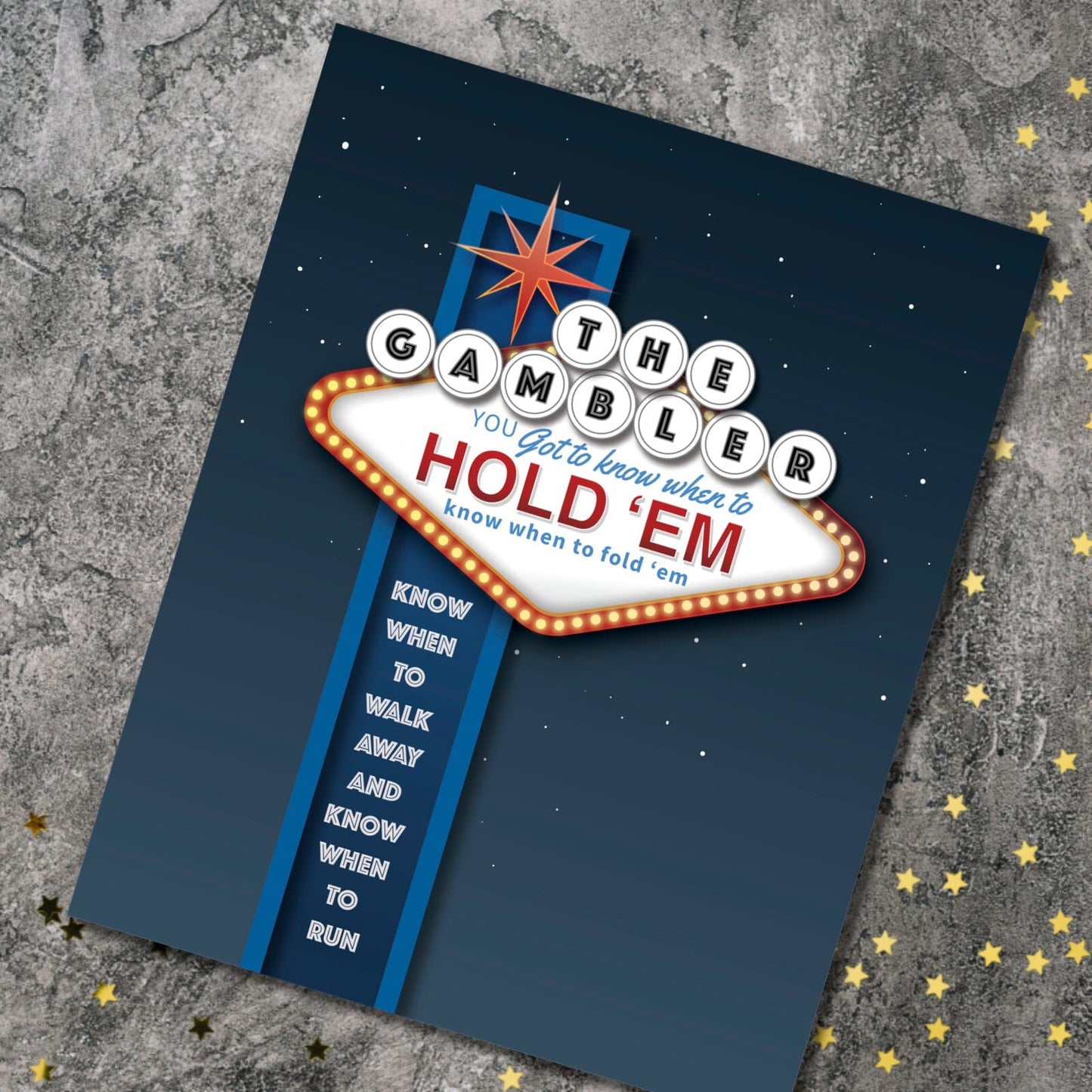 The Gambler by Kenny Rogers - Pop Country Music Poster Song Lyrics Art Song Lyrics Art 8x10 Unframed Print