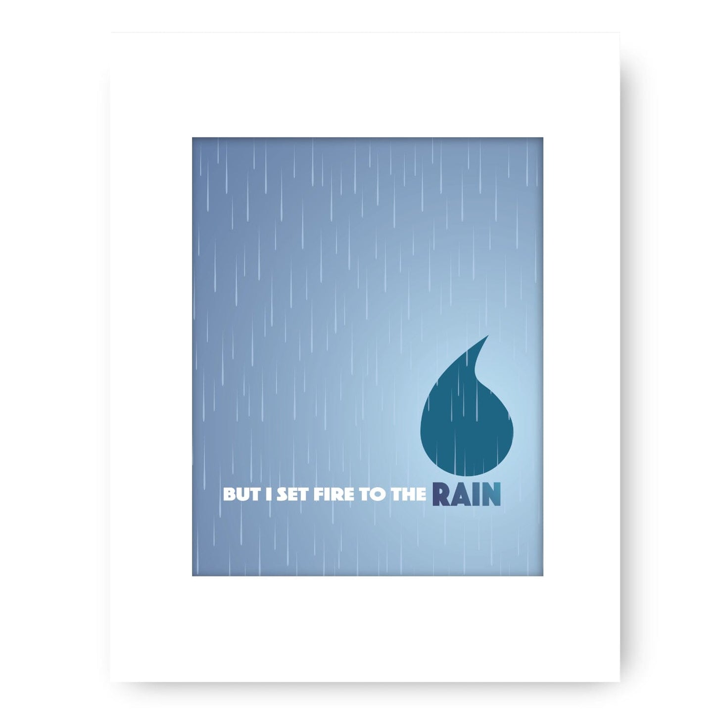 Set Fire to the Rain Adele - Song Lyric Pop Music Print Song Lyrics Art Song Lyrics Art 8x10 White Matted Print