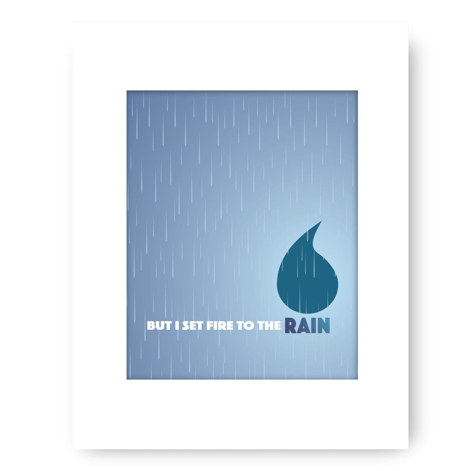 Set Fire to the Rain Adele - Song Lyric Pop Music Print Song Lyrics Art Song Lyrics Art 8x10 White Matted Print