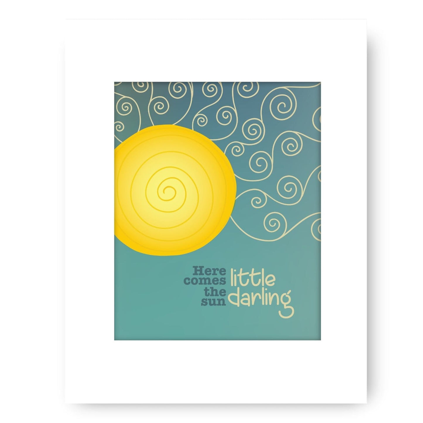 Here Comes the Sun the Beatles - Song Lyric Music Quote Song Lyrics Art Song Lyrics Art 11x14 White Matted Print