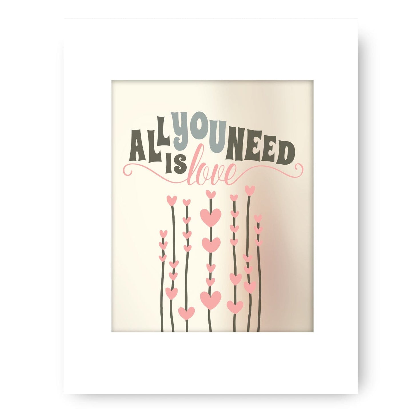 All You Need is Love by the Beatles - Song Lyric Art Print Song Lyrics Art Song Lyrics Art 8x10 White Matted Print 