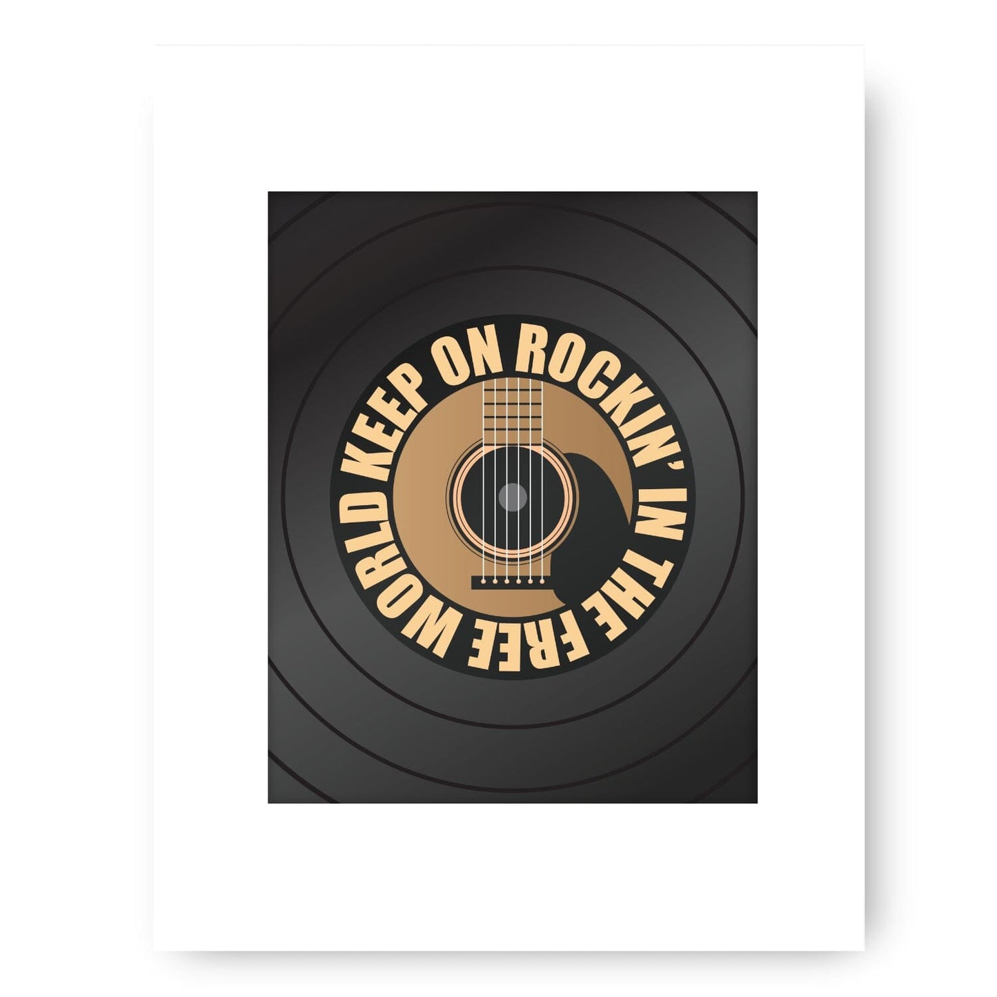 Rockin' in the Free World by Neil Young - Lyric Inspired Art Song Lyrics Art Song Lyrics Art 8x10 White Matted Print