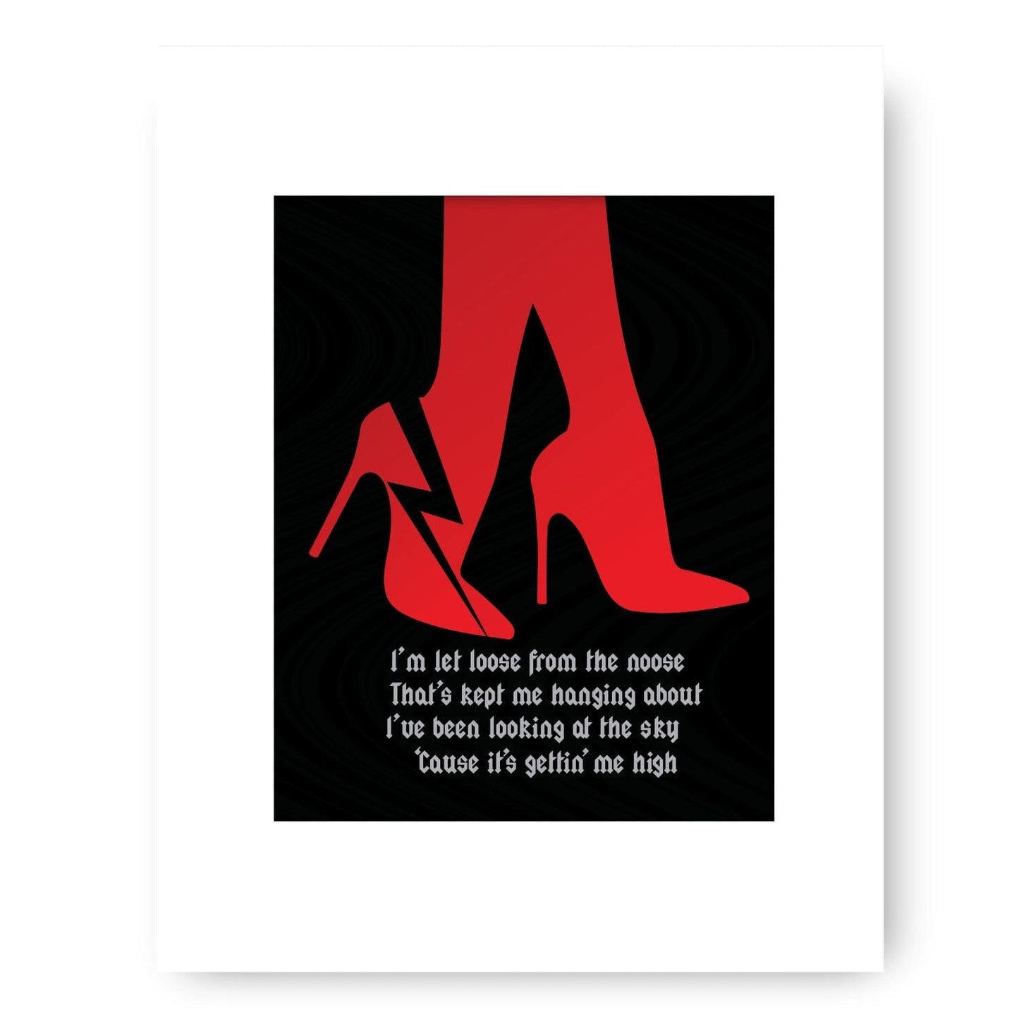 Back in Black by ACDC - Lyric Inspired Art Wall Poster Print Song Lyrics Art Song Lyrics Art 8x10 White Matted Unframed Print