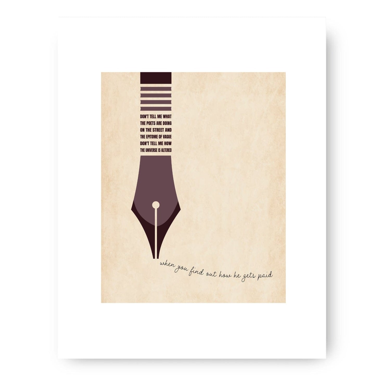 Poets by Tragically Hip - Lyric Inspired Song Art Print Song Lyrics Art Song Lyrics Art 8x10 White Matted Print