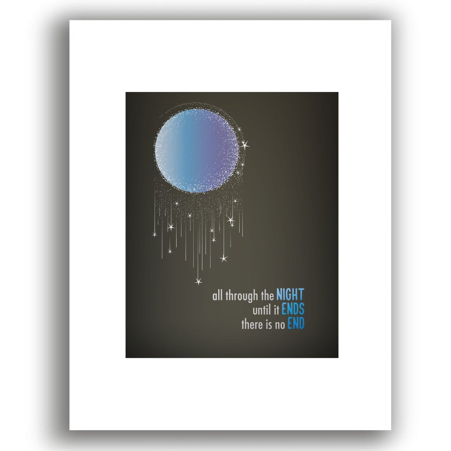 All Through the Night by Cyndi Lauper - Song Lyric Art Print Song Lyrics Art Song Lyrics Art 8x10 White Matted Unframed Print