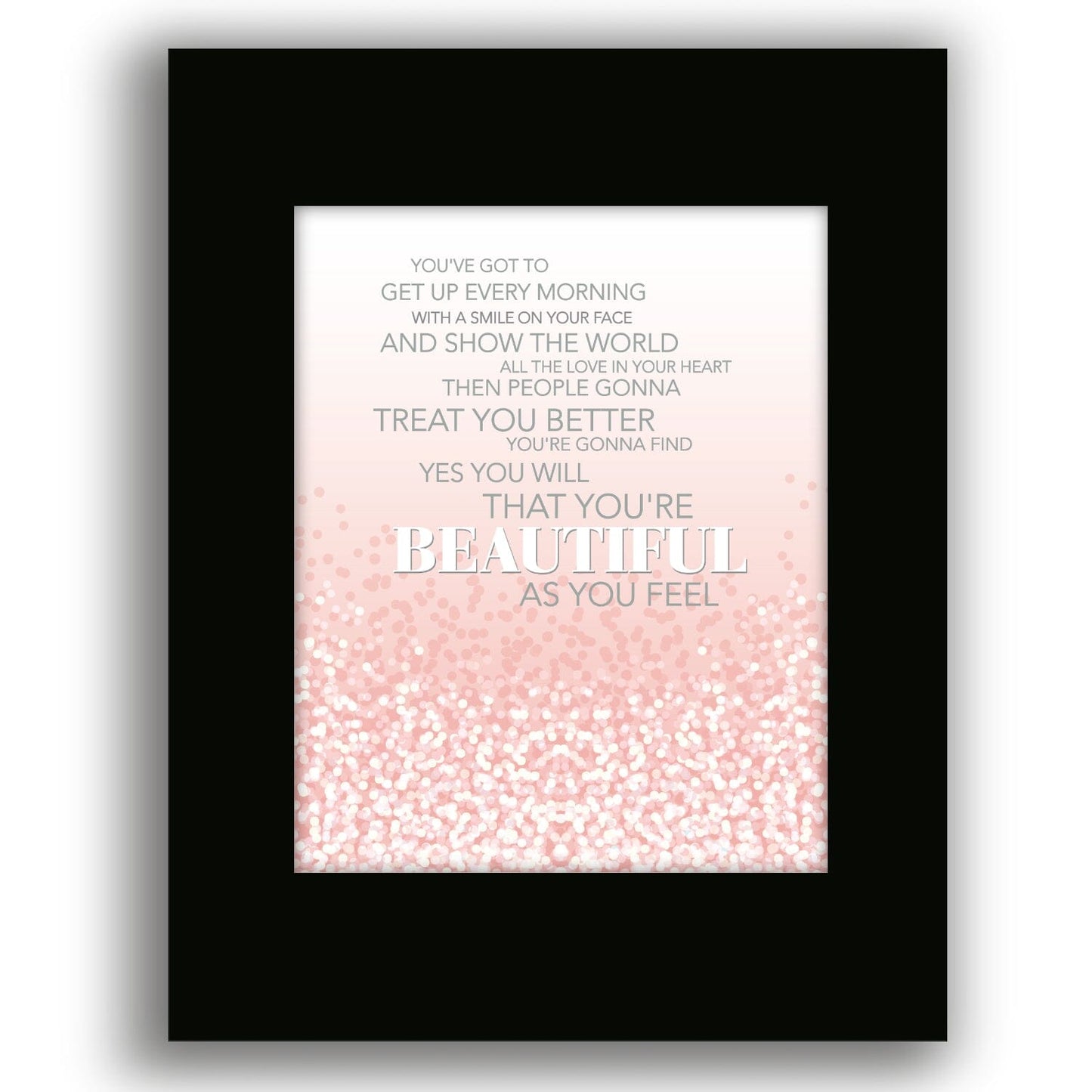 Beautiful by Carole King - 70s Love Song Lyrics Art Print Song Lyrics Art Song Lyrics Art 8x10 Black Matted Print