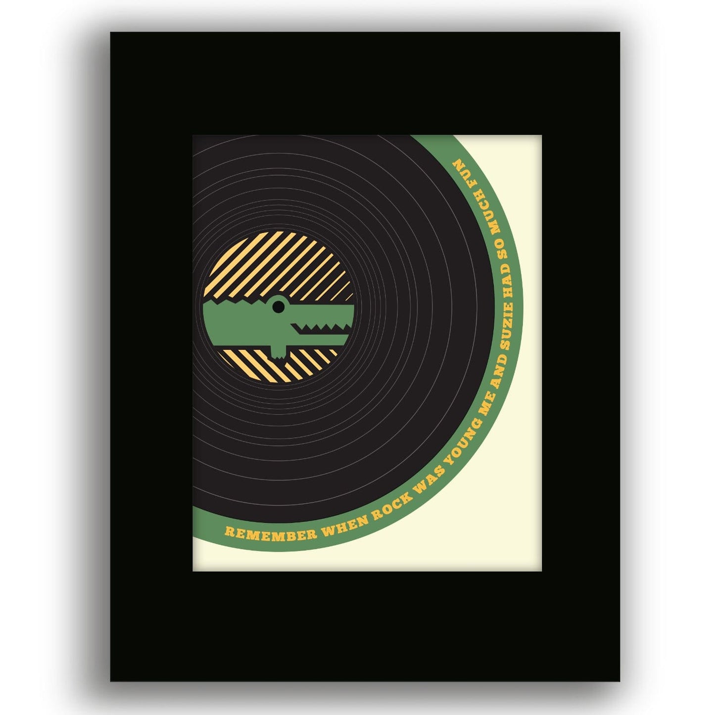 Crocodile Rock by Elton John - Song Lyrics Inspired Art Song Lyrics Art Song Lyrics Art 8x10 Black Matted Print