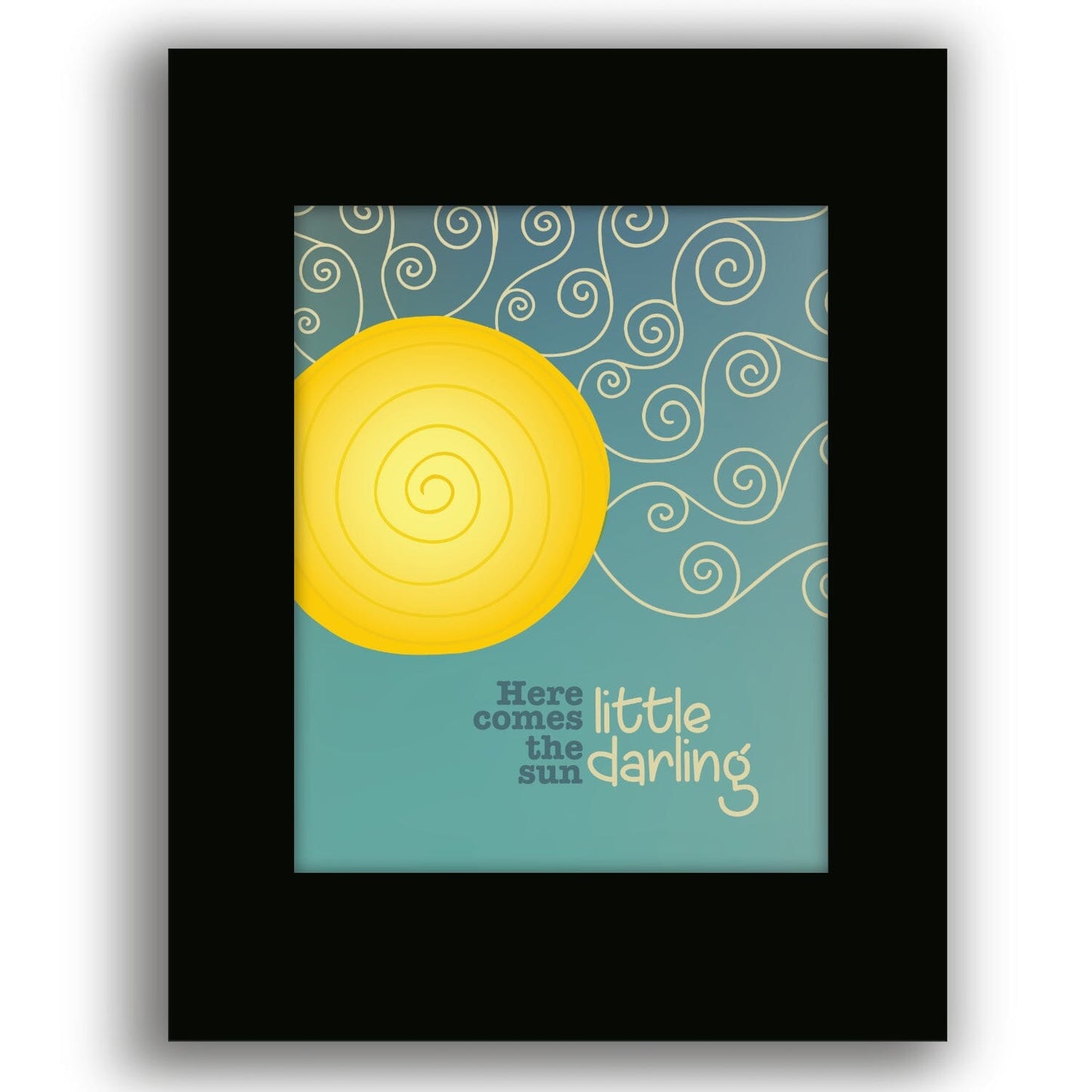 Here Comes the Sun the Beatles - Song Lyric Music Quote Song Lyrics Art Song Lyrics Art 8x10 Black Matted Print