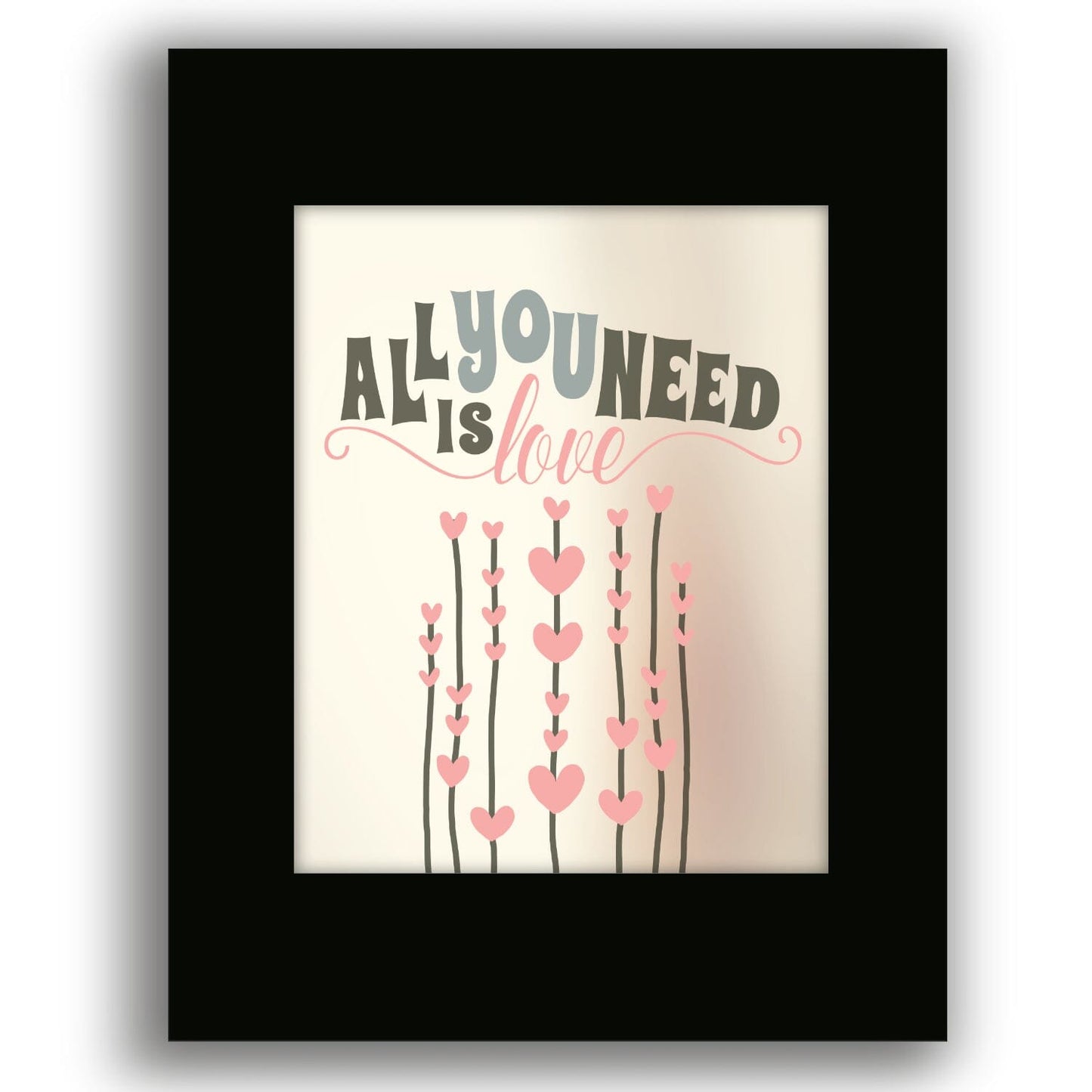 All You Need is Love by the Beatles - Song Lyric Art Print Song Lyrics Art Song Lyrics Art 8x10 Black Matted Print