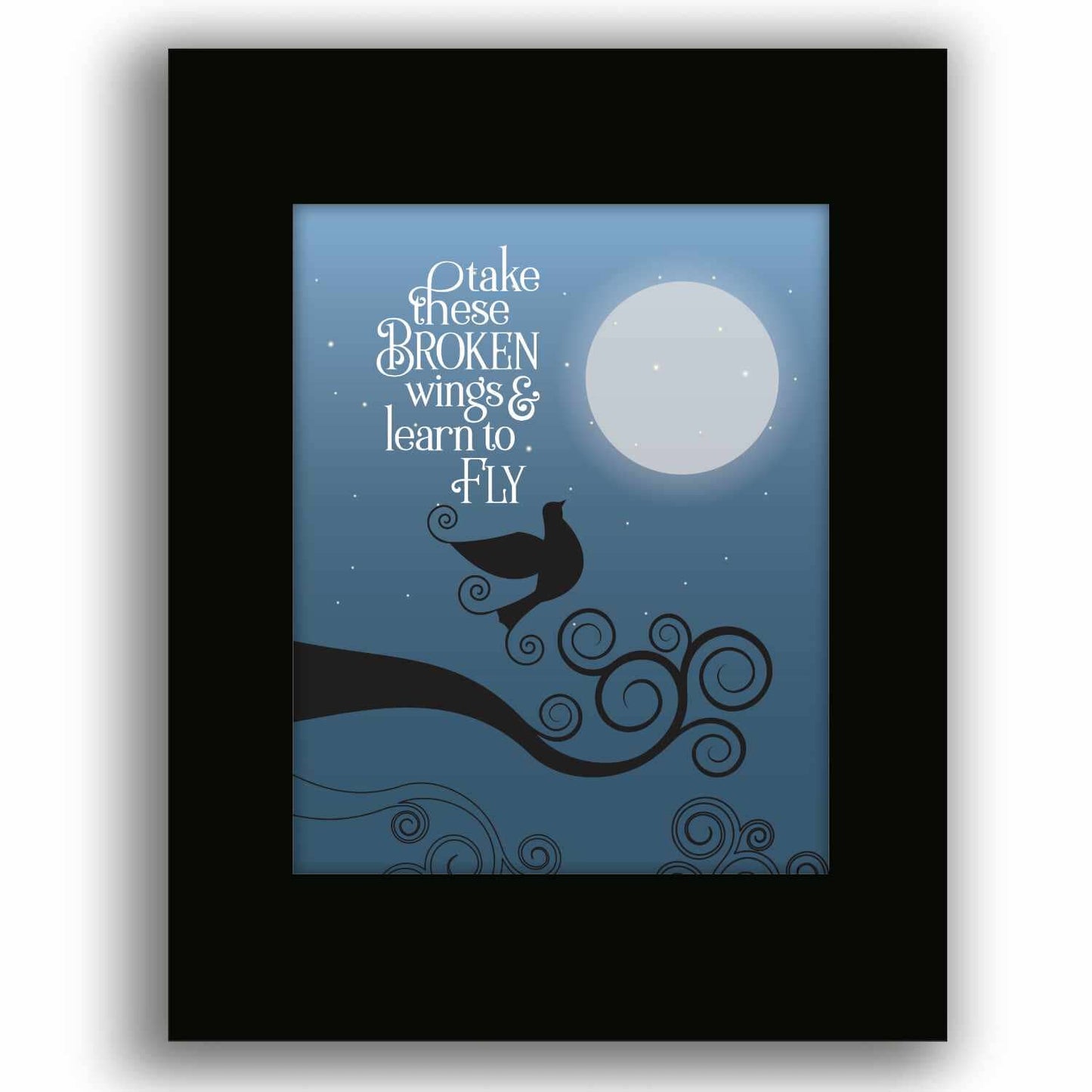 Blackbird by the Beatles - Song Lyric Inspired Music Print Song Lyrics Art Song Lyrics Art 8x10 Black Matted Unframed Print