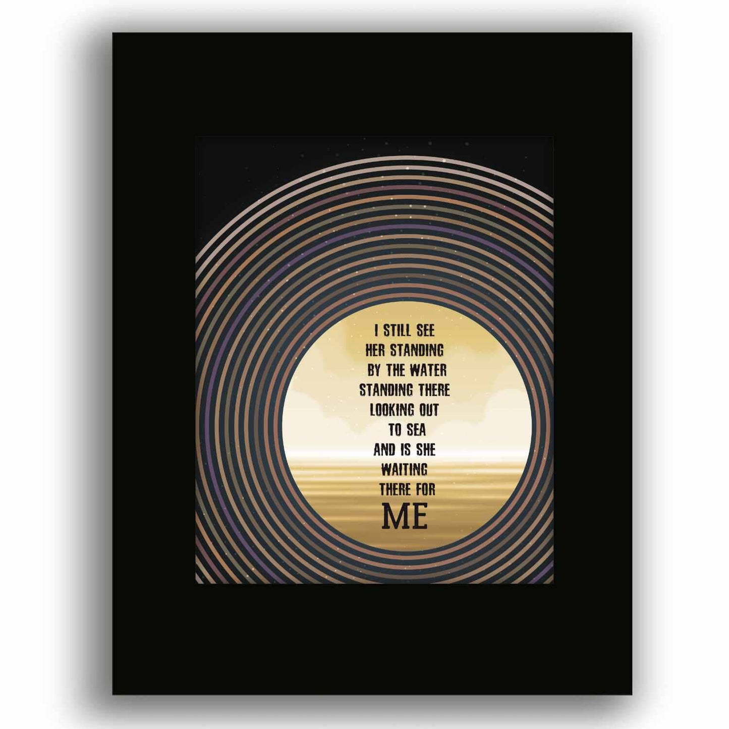 Galveston by Glen Campbell - Country Rock Music Art Print Song Lyrics Art Song Lyrics Art 8x10 Black Matted Unframed Print
