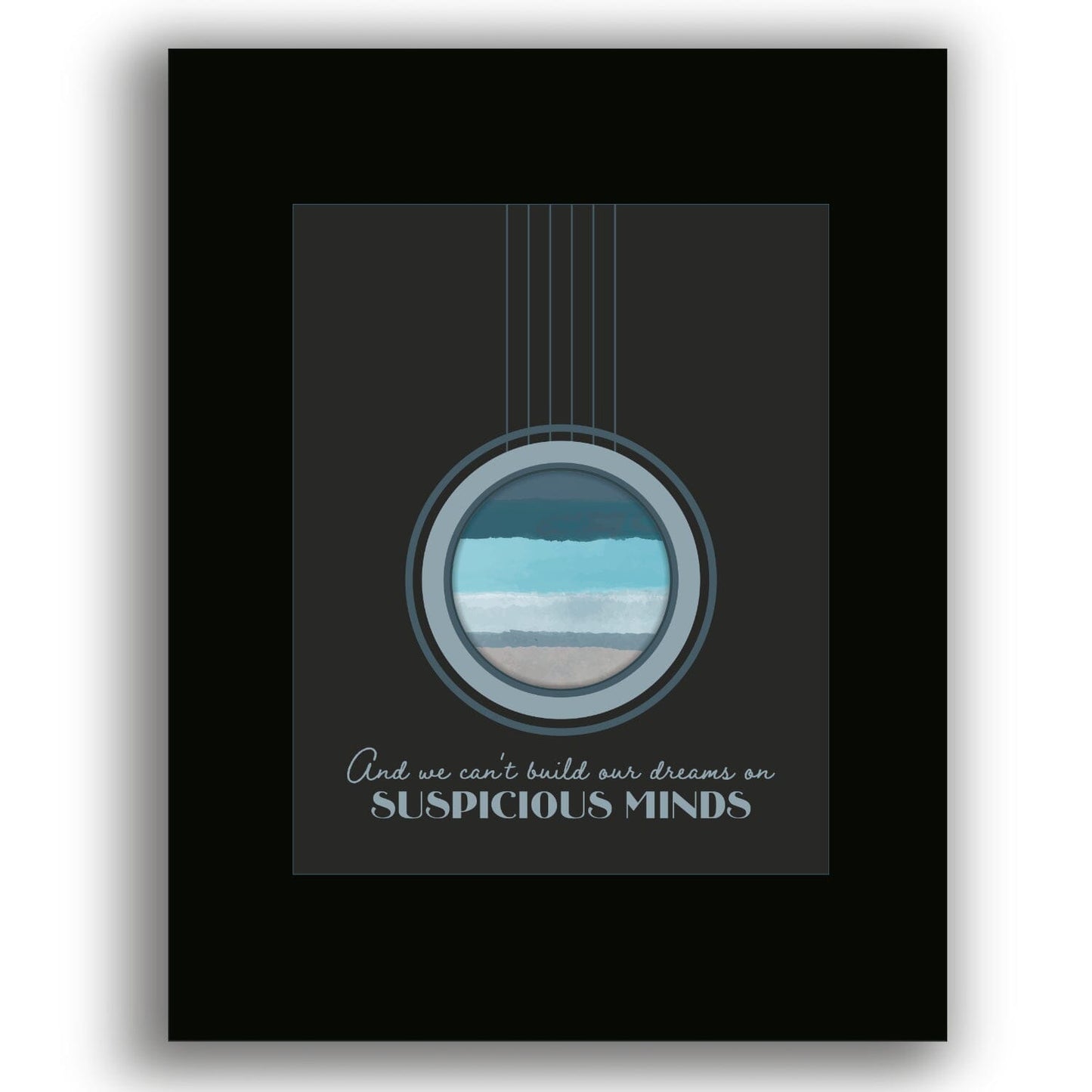 Suspicious Minds by Elvis Presley - Song Lyric Print Artwork Song Lyrics Art Song Lyrics Art 8x10 Black Matted Print