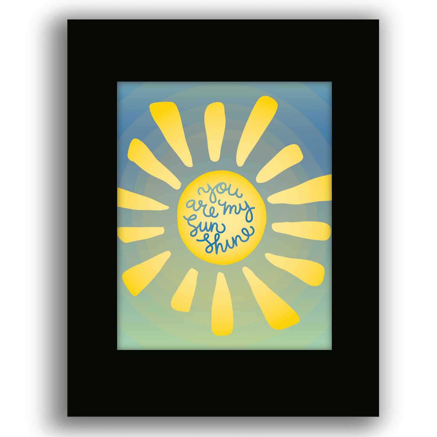 You are My Sunshine - Song Lyric Poster Art Kids Playroom Song Lyrics Art Song Lyrics Art 8x10 Black Matted Print 
