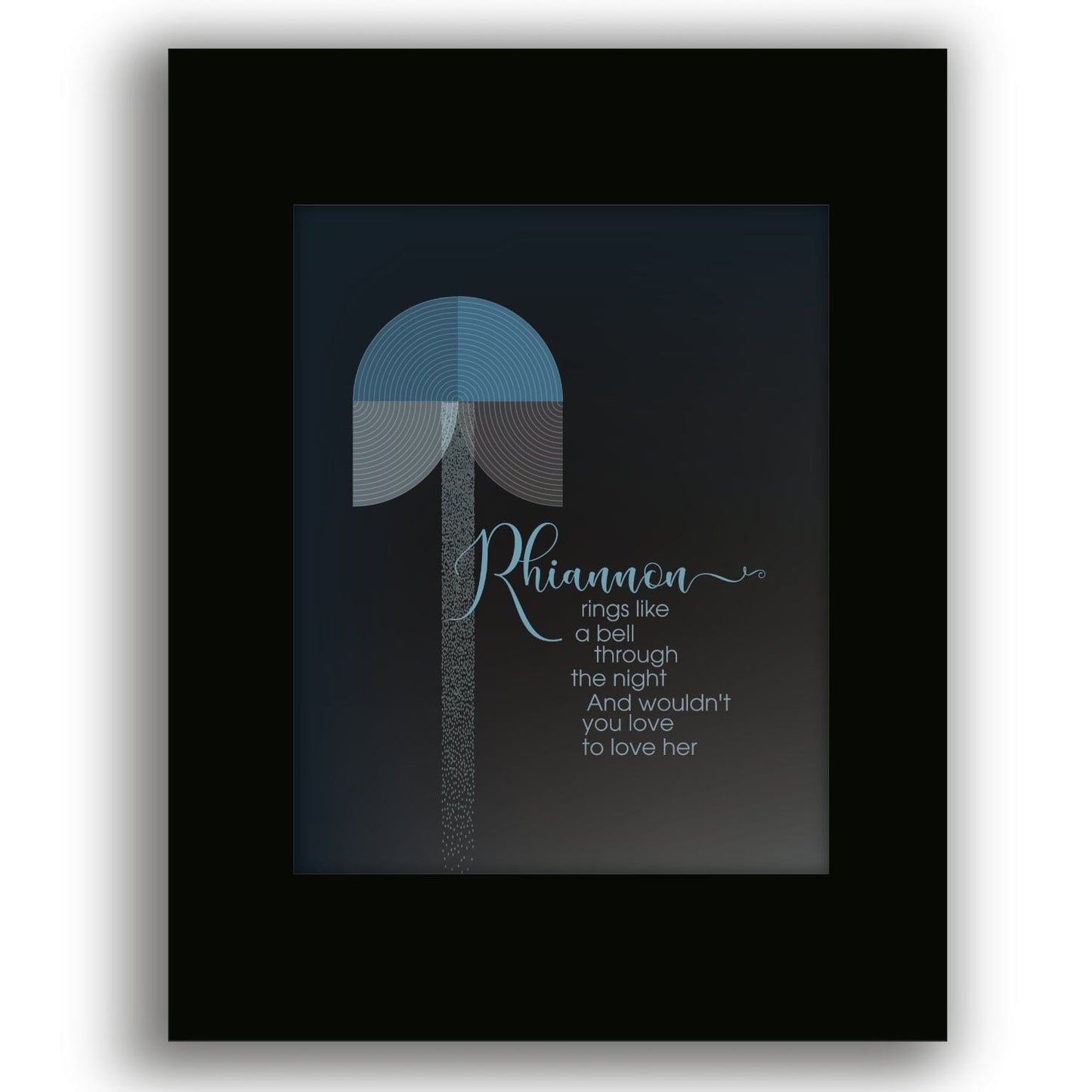 Rhiannon by Fleetwood Mac - Song Lyrics Rock Music Print Song Lyrics Art Song Lyrics Art 8x10 Black Matted Print