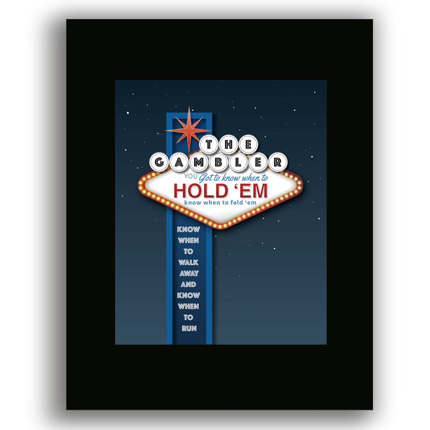 The Gambler by Kenny Rogers - Pop Country Music Poster Song Lyrics Art Song Lyrics Art 11x14 White Matted Print