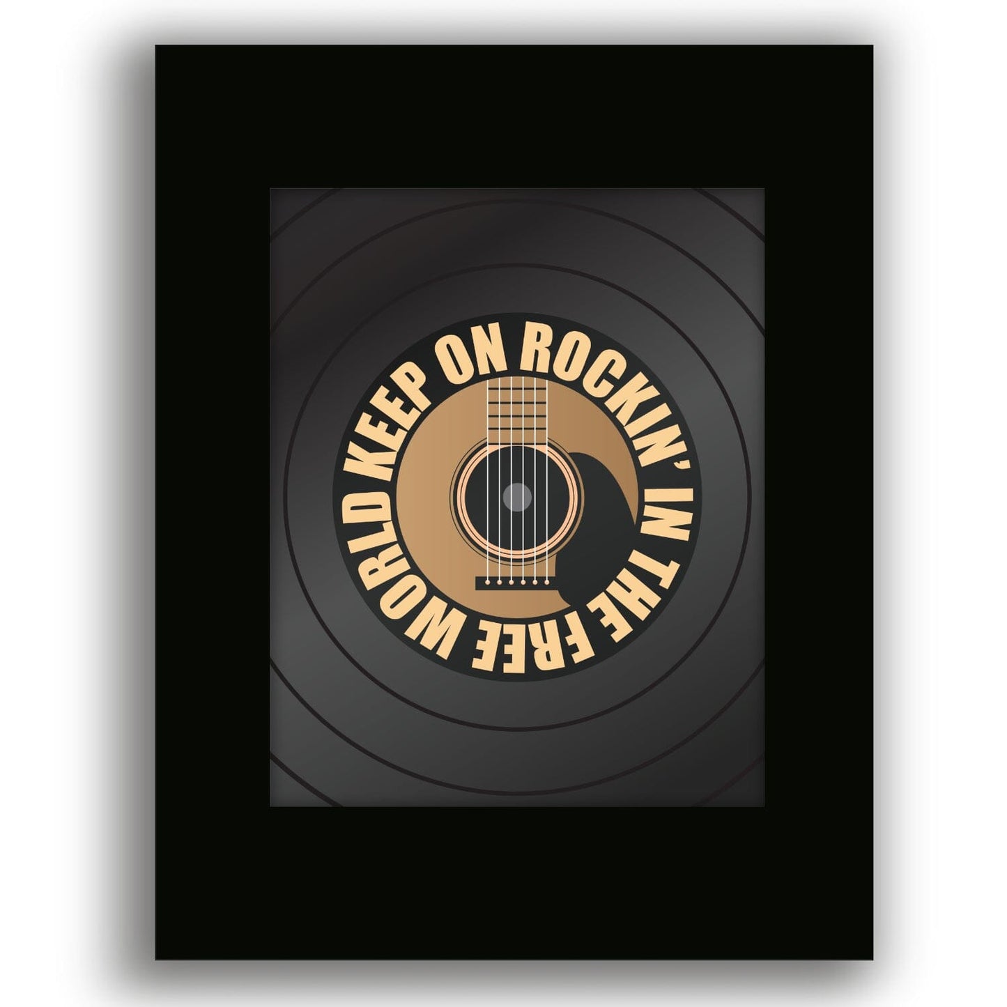 Rockin' in the Free World by Neil Young - Lyric Inspired Art Song Lyrics Art Song Lyrics Art 8x10 Black Matted Print