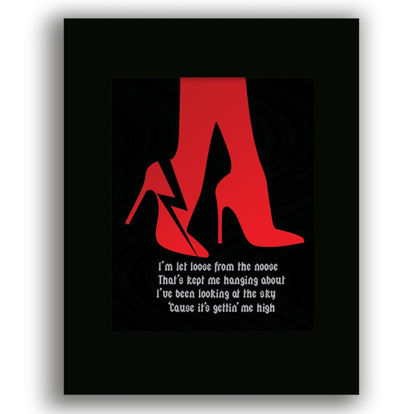 Back in Black by ACDC - Lyric Inspired Art Wall Poster Print Song Lyrics Art Song Lyrics Art 8x10 Black Matted Unframed Print