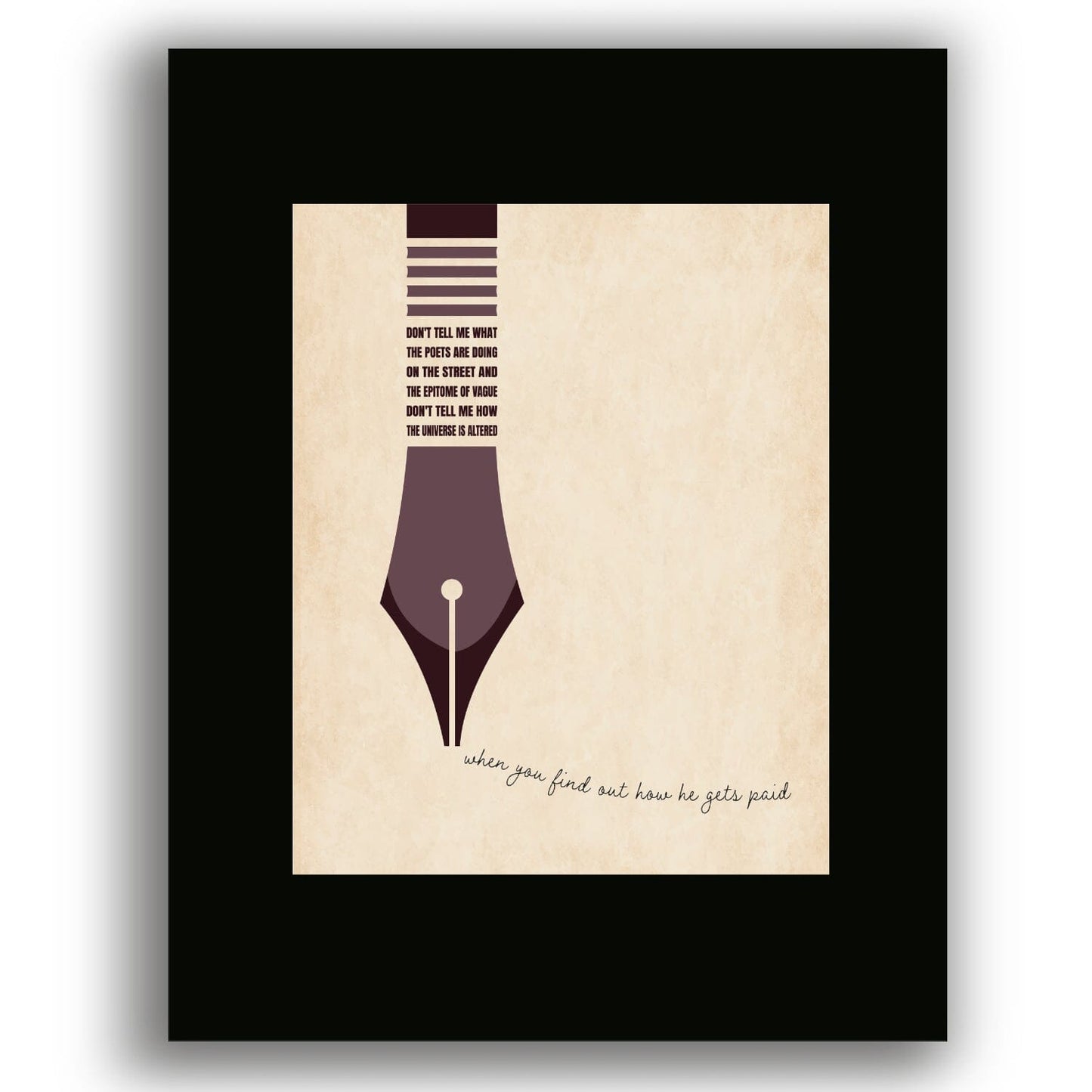 Poets by Tragically Hip - Lyric Inspired Song Art Print Song Lyrics Art Song Lyrics Art 8x10 Black Matted Print