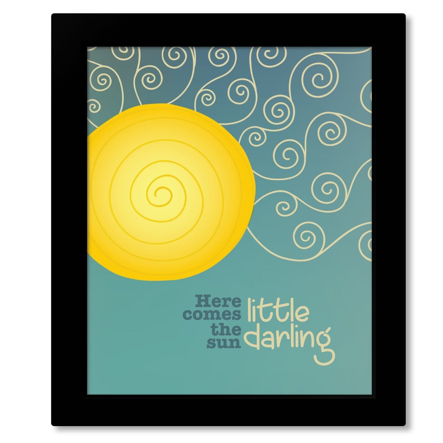Here Comes the Sun the Beatles - Song Lyric Music Quote Song Lyrics Art Song Lyrics Art 8x10 Framed Print (without mat)